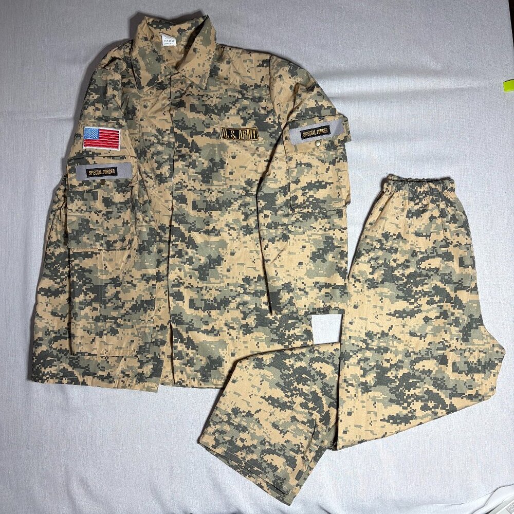 Kids Costume Army Special Forces Camouflage Shirt & Pant X-Large 16-18 Halloween